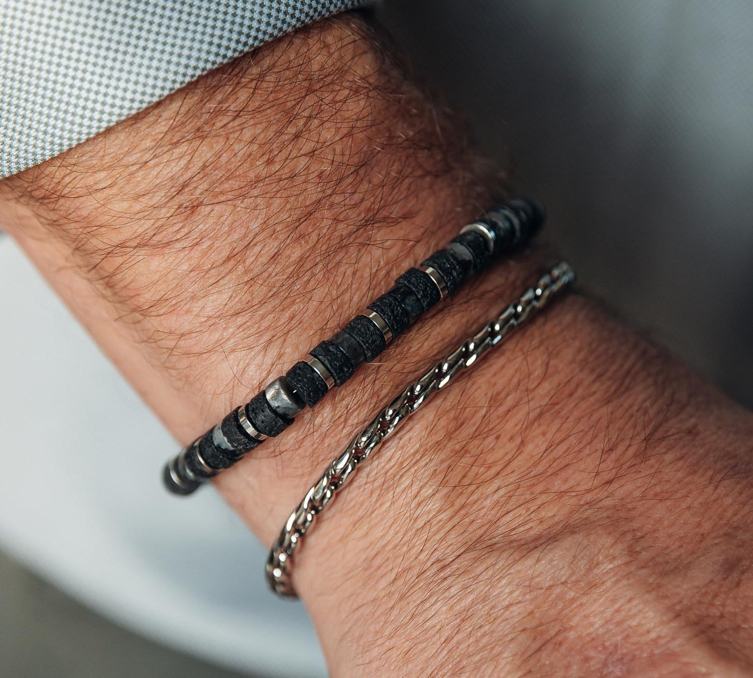 Heren kralenarmband Matt
