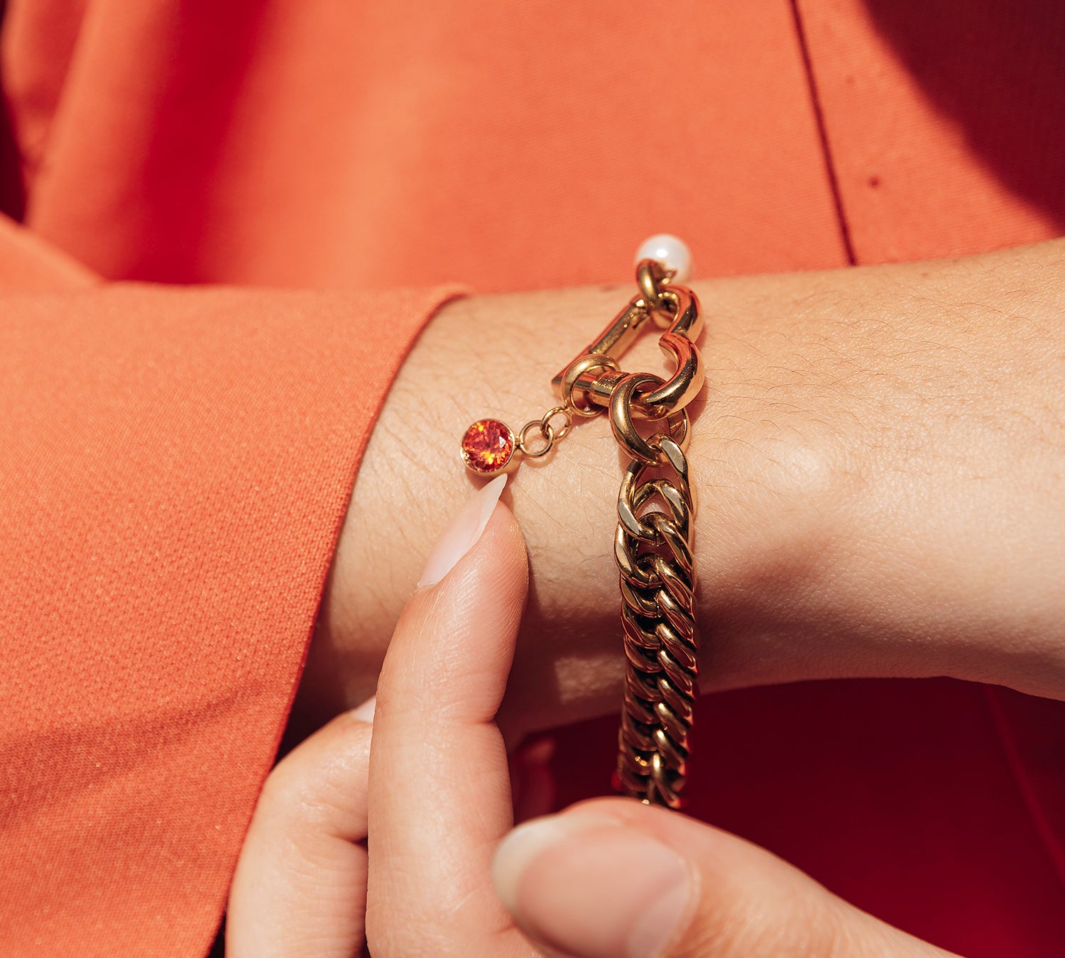 WK deal - Samengestelde armband Christal met oranje bedel