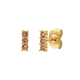 Image of Ear studs Triple Stone Pink