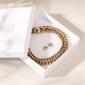 Image of Expression oorbellen + armband set - Rosé goud