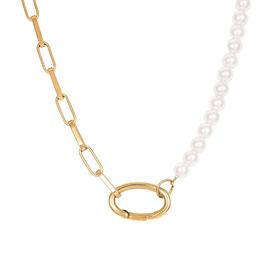 Image of Necklace Square Chain Pearl