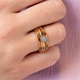 Image of Pink Shell Zusammengesetzte Ring set - Rotgold