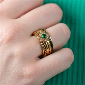 Afbeelding van Samengestelde ring Lucia Emerald Goud