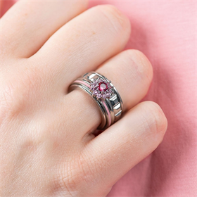 Image of Samengestelde ring Lucia Fuchsia Zilver