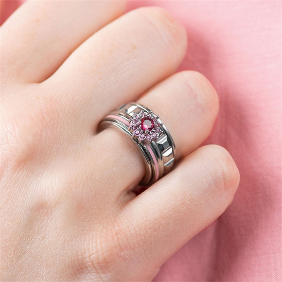 Product image 1 of Samengestelde ring Lucia Fuchsia Zilver