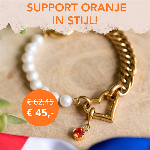 Product image 1 of WK deal - Samengestelde armband Christal met oranje bedel