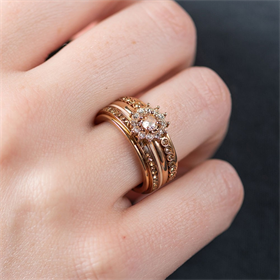 Image of Zusammengesetzte ring Lucia Peach Rot gold